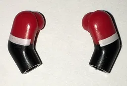 Arm, (Matching Left and Right) Pair with Red Short Sleeves and White Cuffs Pattern / Black