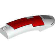 Lego Brick Round, Curved 10 x 2 x 2 with Rounded End Right with Red Armor Plating print