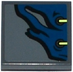 Lego Tile, Modified 2 x 2 Inverted with Dark Blue Cloth with 2 Eyelets and Yellowish Green Laces Pattern (Sticker) - Set 70737