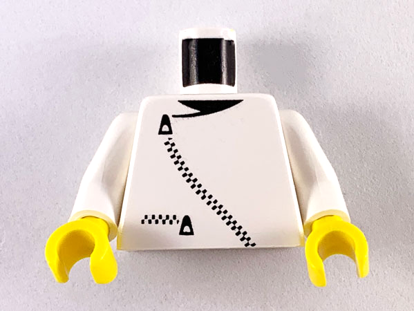 Lego Torso Jacket with Black Zippers and Neck Pattern / White Arms / Yellow Hands