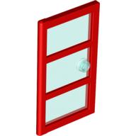 Lego Door 1 x 4 x 6 with 3 Panes and Stud Handle with Trans-Light Blue Glass / Red