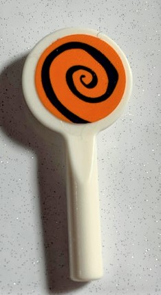Lego Minifigure, Utensil Signal Paddle with Dark Purple Spiral on Orange Background Pattern (Sticker) - Set 75978