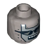 Minifig Head Executron, Sunglasses, Open Mouth 4 Squares and Rivets Print [Hollow Stud] / Flat Silver