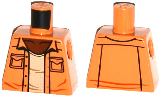Lego Torso Open Shirt with 2 Pockets and Silver Buttons, Light Nougat Undershirt Pattern