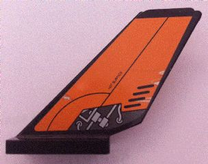 Lego Tail Shuttle with 'HOT SURFACE' and Mechanical Rods on Orange Background Pattern on Both Sides (Stickers) - Set 8634