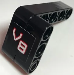 Stickered Assembly 5 x 2 x 3 with Red and White 'V8' Pattern Model Right Side (Sticker) - Set 8682