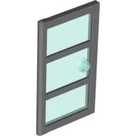 Door 1 x 4 x 6 with 3 Panes and Stud Handle with Trans-Light Blue Glass / Dark Bluish Gray