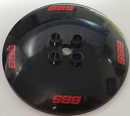 Lego Dish 6 x 6 Inverted (Radar) - Hollow Studs with Red 'BBS' on Black Background in Clockwise Pattern (Stickers) - Set 8157
