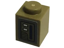 Brick 1 x 1 with Dark Tan Door Switches Pattern (Sticker) - Set 75290