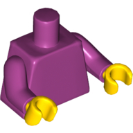 Lego Torso, Magenta Arms, Yellow Hands [Plain] / Magenta