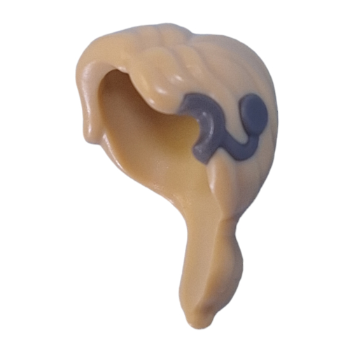 Lego Hair Long, Dark Bluish Grey Cochlear Implant Pattern / Tan