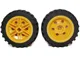 Wheel 30mm D. x 14mm with Black Tire 43.2 x 14 Offset Tread (56904 / 56898) / Yellow