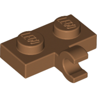 Lego Plate Special 1 x 2 with Clip Horizontal on Side / Medium Nougat