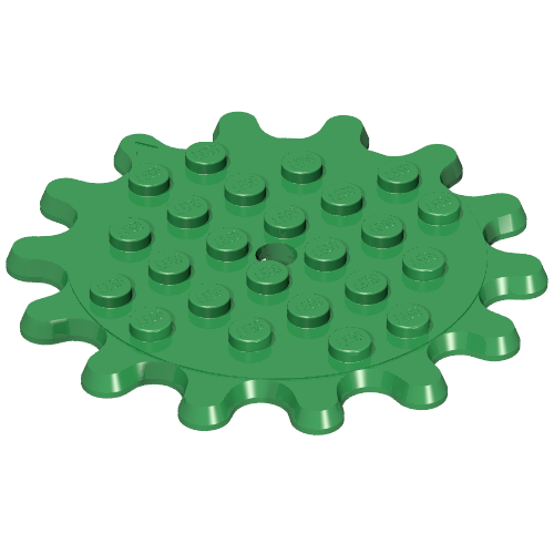 Lego Plate Special 6 x 6 Splat Gear, 14 Teeth / Green