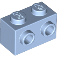Lego Brick Special 1 x 2 with 2 Studs on 1 Side / Bright Light Blue