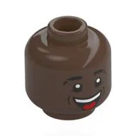 Minifig Head Vinícius Júnior, Black Eyebrows, Open Mouth Smile, Tongue Sticking Out