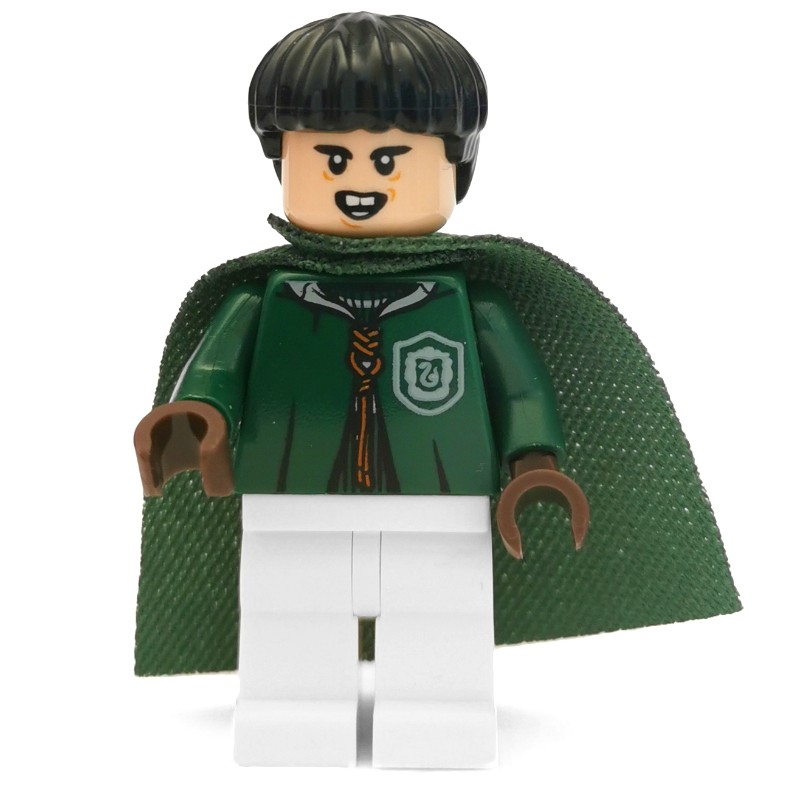Lego Marcus Flint, Dark Green and White Slytherin Quidditch Uniform, Bowl Cut Hair