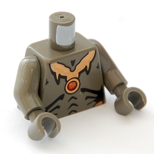 Lego Torso Geonosian Bare Chest with Necklace Print, Dark Gray Arms and Hands / Dark Gray