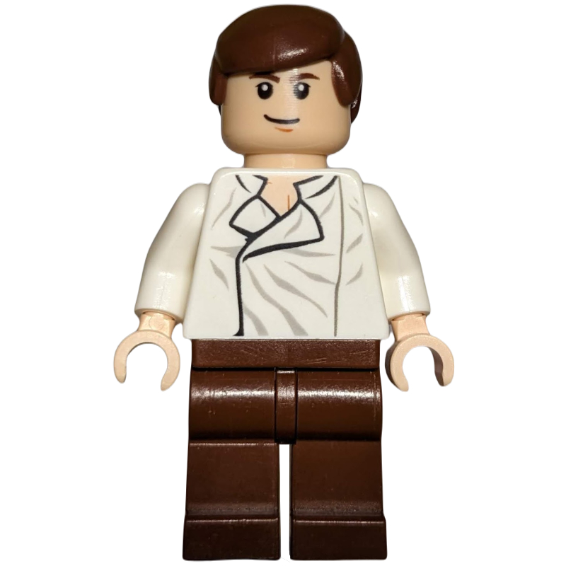 Lego Han Solo, White Shirt, Reddish Brown Legs, Single Sided Head