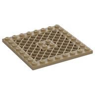 Lego Plate Special 8 x 8 with Grille [Hole in Center] / Dark Tan