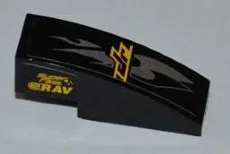 Slope, Curved 3 x 1 with 'SUPER FAST' and 'eRAV' on Right Side and 'Jr' and Silver Flames on Top Pattern (Sticker) - Set 8126