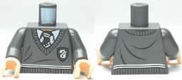 Torso Harry Potter Uniform Slytherin Shield and Stripe Pattern / Dark Bluish Gray Arms / Light Nougat Hands