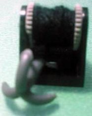 Lego String Reel 2 x 2 Complete with Black String Thin and Dark Bluish Gray Grappling Hook (2585 / 2584 / x77a / 30192)