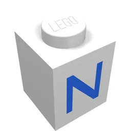 Brick 1 x 1 with Blue N Print