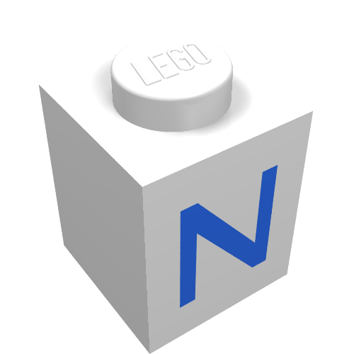 Lego Brick 1 x 1 with Blue N Print