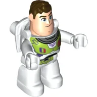 Duplo Figure with White Legs and Lime Space Suit, Dark Brown Hair Print (Buzz Lightyear) / White