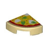 Tile Round 1 x 1 Quarter with Pizza Print / Tan