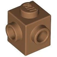 Brick Special 1 x 1 with Studs on 2 Adjacent Sides / Medium Nougat