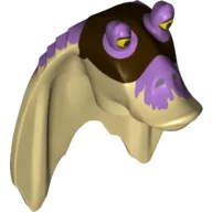 Minifig Head Special, Gungan with Medium Lavender Top Print / Tan