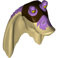 Lego Minifig Head Special, Gungan with Medium Lavender Top Print / Tan