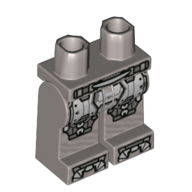 Lego Hips and Flat Silver Legs with Light Bluish Gray and Dark Bluish Gray Armour Panels and Toes Print / Flat Silver