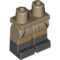 Lego Hips with Dark Tan Legs and Black Boots Pattern with 2 Pockets, Silver and Orange Stripes Print / Dark Tan