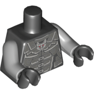 Lego Torso Armor, Dark Bluish Gray with Wolf Head Emblem Print, Light Bluish Gray Arms, Black Hands / Black