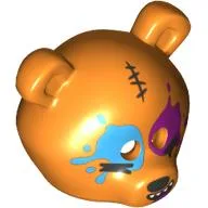 Costume / Mask, Bear with Dark Azure and Magenta Eye Paint Splashes, Open Mouth Print / Orange