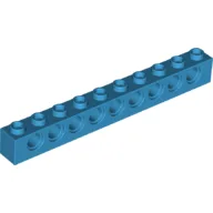Technic Brick 1 x 10 [9 Pin Holes] / Dark Azure