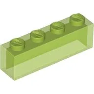 Brick 1 x 4 without Bottom Tubes / Trans-Bright Green