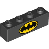 Brick 1 x 4 with Batman Logo Print / Black