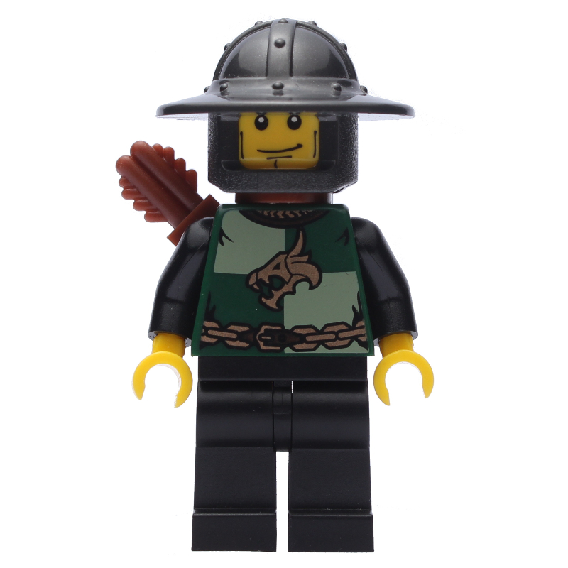Lego Dragon Knight, Archer, Dark Green, Wide Brim Helmet, Quiver