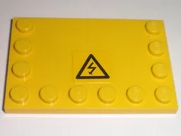 Tile, Modified 4 x 6 with Studs on Edges with Black Utility Arrow in Triangle Pattern (Sticker) - Set 7632