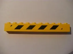 Brick 1 x 10 with Black and Yellow Danger Stripes Pattern Right (Sticker) - Set 7633