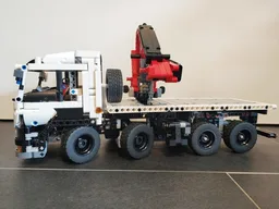 Flatbed truck with crane