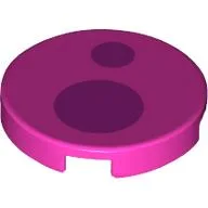 Tile Round 2 x 2 with Two Magenta Circles Print / Dark Pink