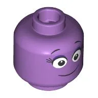 Minifig Head, White Eyes, Thing Black Smile / Medium Lavender