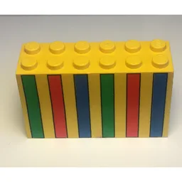 Brick 2 x 6 x 3 with Green, Red and Blue Stripes Print
