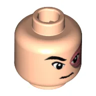 Minifig Head Prince Zuko (Avatar), Scarred Left Eye, Ponytail on Back Print [Blocked Open Stud] / Light Nougat