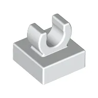 Tile Special 1 x 1 with Clip with Rounded Edges / White